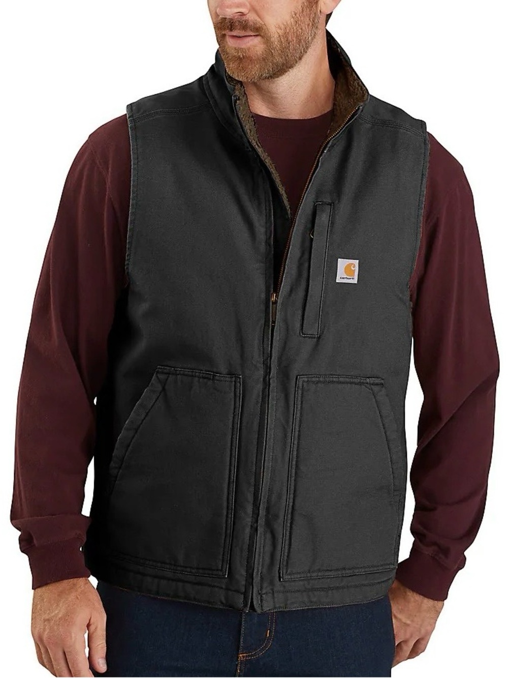 Carhartt Men's Black Work Vest with Chest Pocket